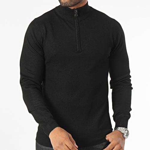 Pull Col Zippé Noir