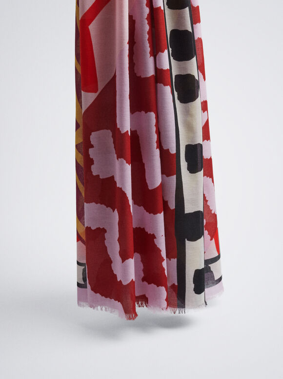 Pañuelo Estampado Algodón Orgânico - Rosa