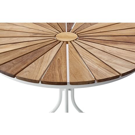 Kerteminde Ø80cm teak cafésæt med 2 stole - Teak/hvid