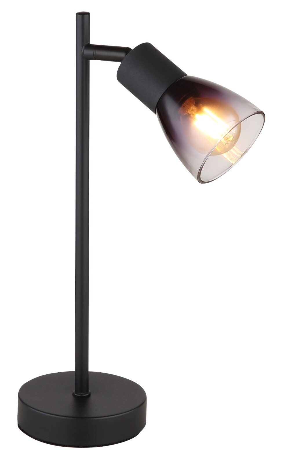 Tischleuchte - schwarz matt - rauchfarben - 35 cm hoch