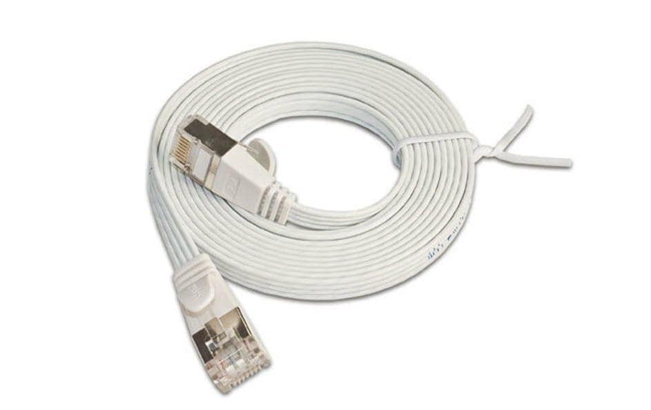 Slimpatchkabel RJ-45 - RJ-45, Cat 6, STP, 0.15 m, WeissGeschirmtes Twisted-Pair-Kabel (STP) mit Klinkenschutz