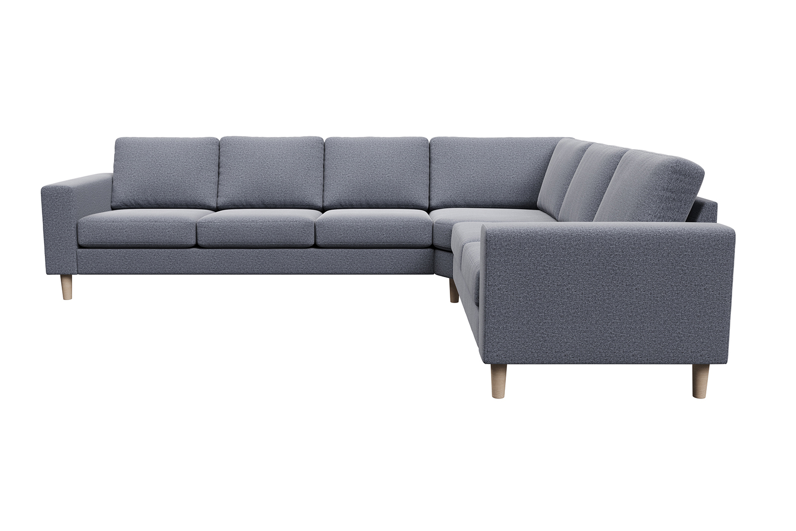 Hedda hjørnesofa Vendbar. I tekstil Solid 7 antrazite. Arm F og hvitoljet eik