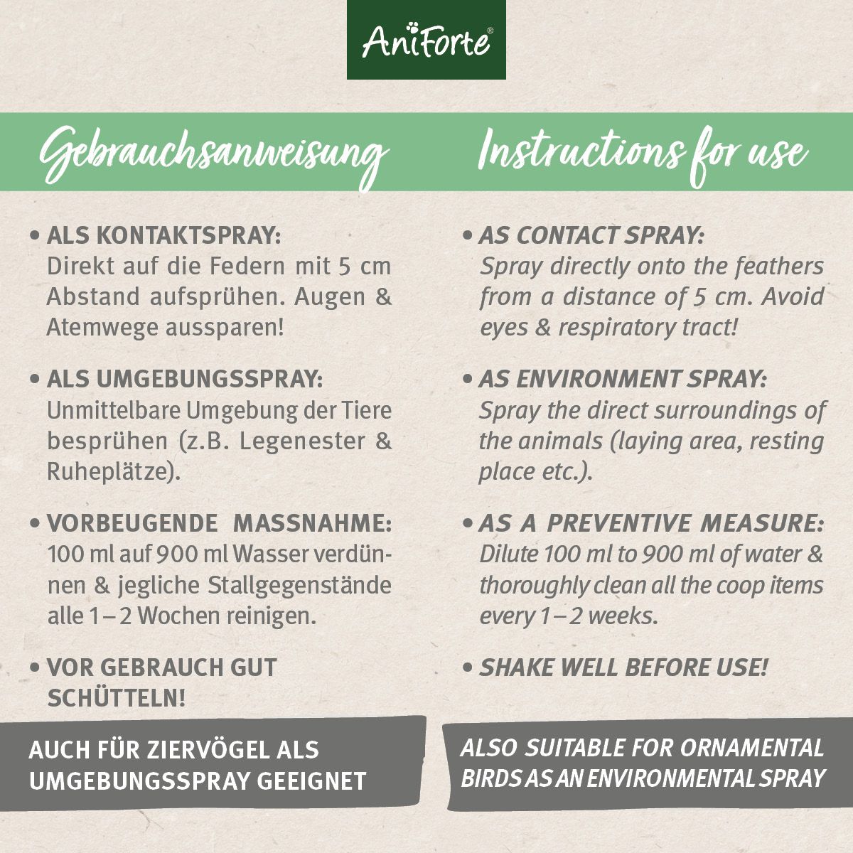 AniForte Milben-STOP Spray für Hühner & Geflügel