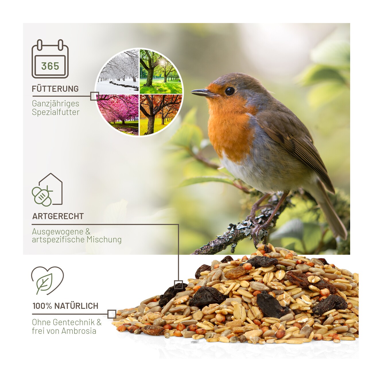 wildtier liebe Futtertraum Schalenloses Vogelfutter 5kg