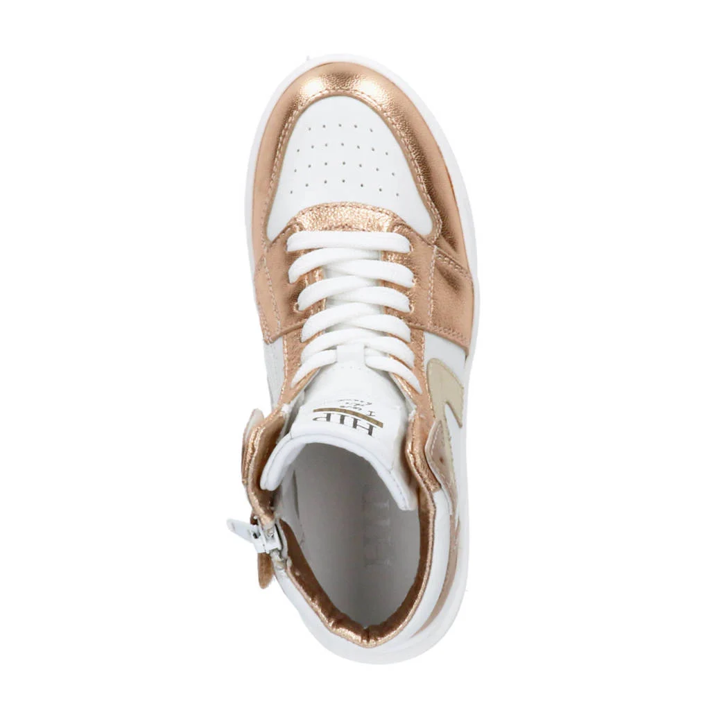 Hip leren sneakers brons/wit