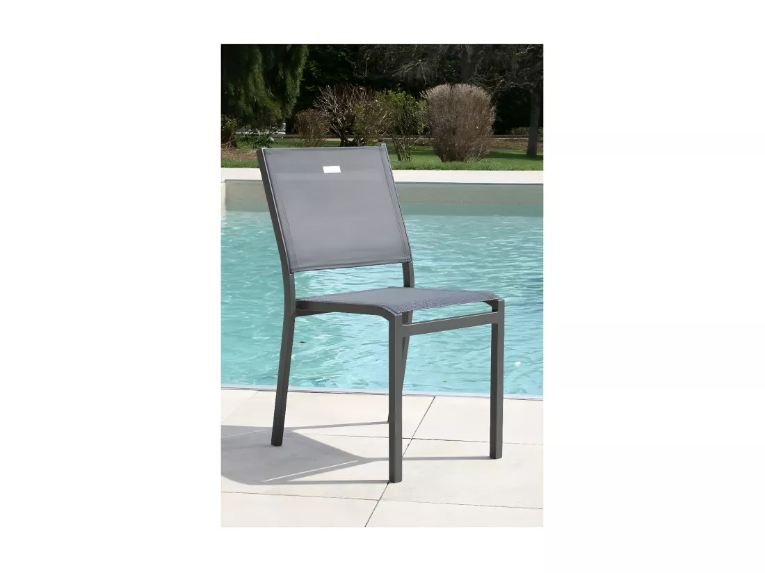 CADAQUES - Ensemble table et chaises de jardin - 8 places - Gris Anthracite