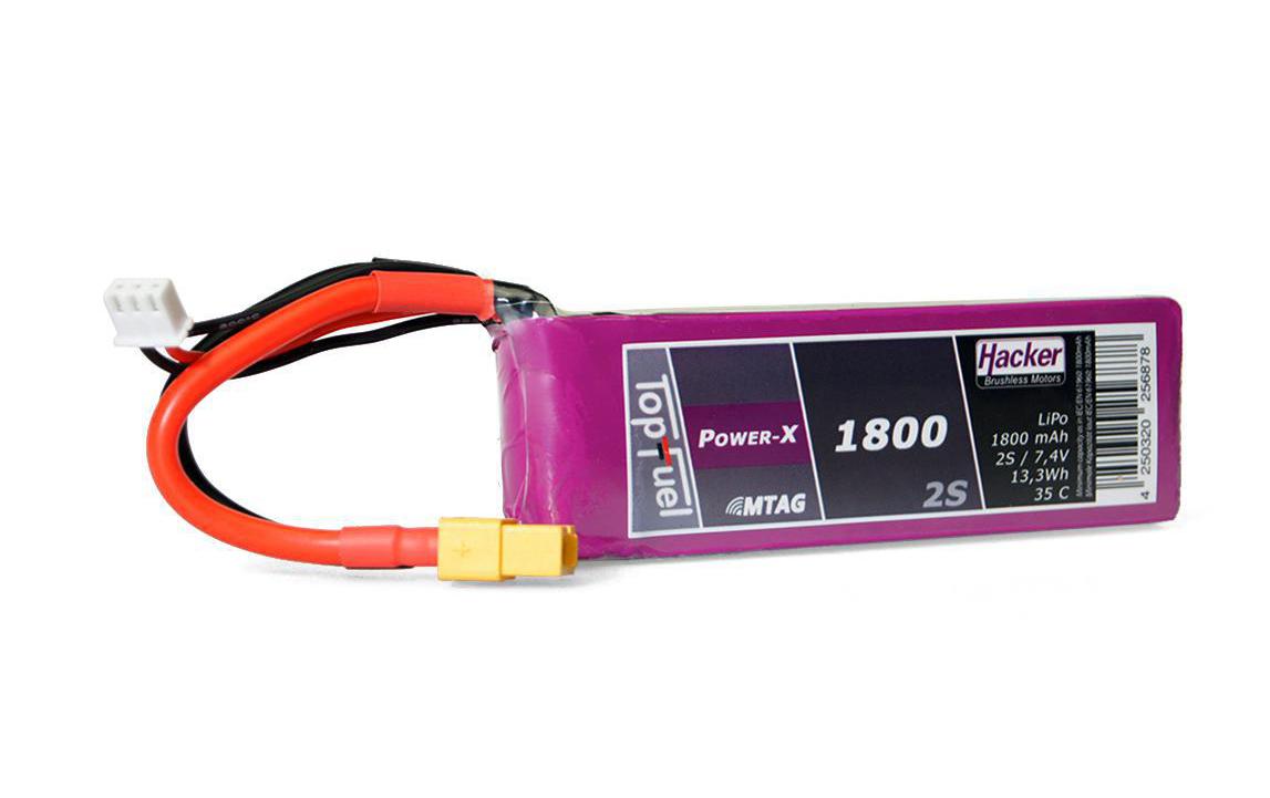 RC-Akku LiPo 1800 mAh 7.4 V 35C Topfuel Power-X MTAG2S LiPo-Akku für Flugmodelle