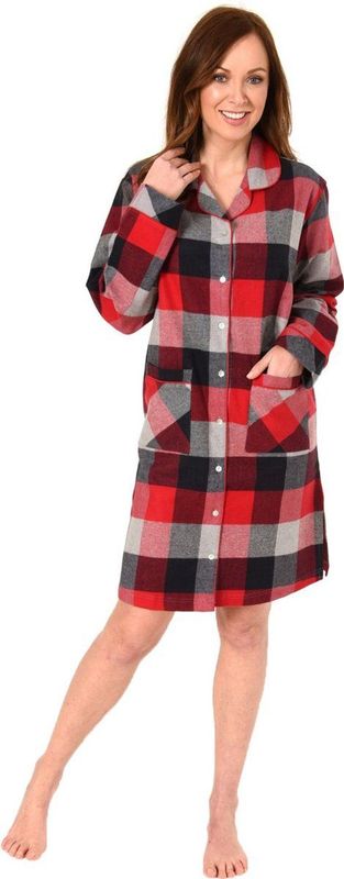 Normann - Creative Square - Nachthemd - Rood - 100% Katoen - Lange Mouwen