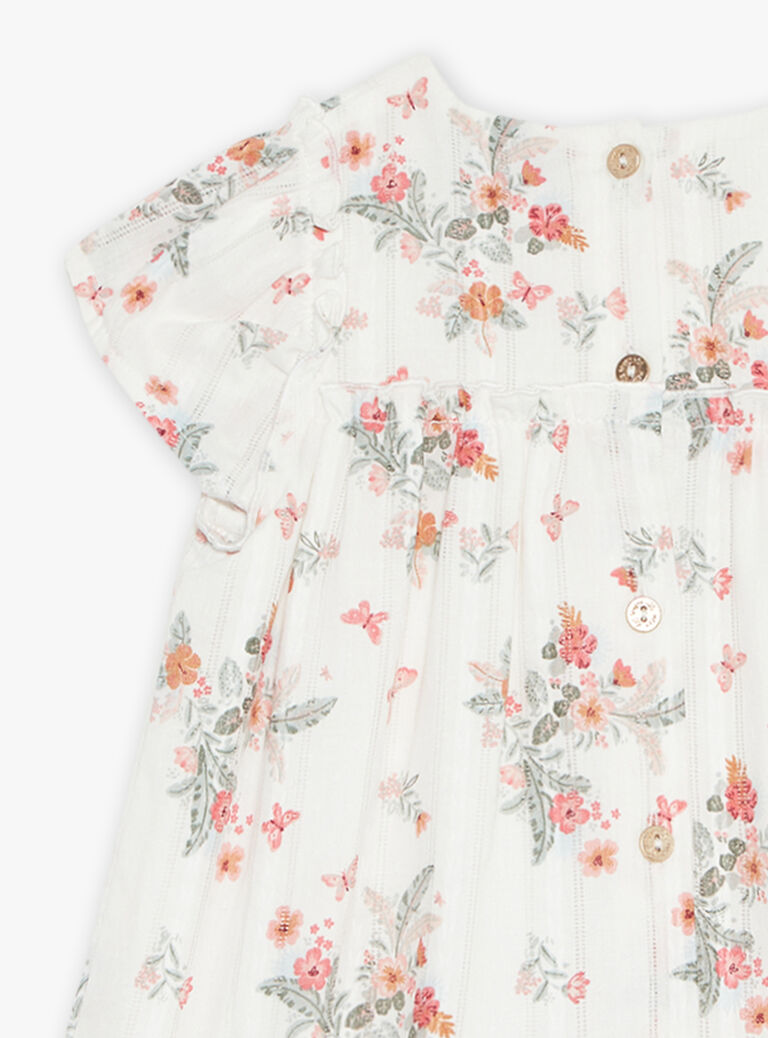 Robe et bloomer écrus en Jacquard imprimé