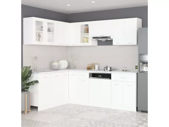 Ensemble de meubles de cuisine 11 pcs Blanc Aggloméré