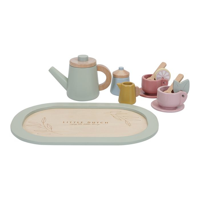 Houten thee servies