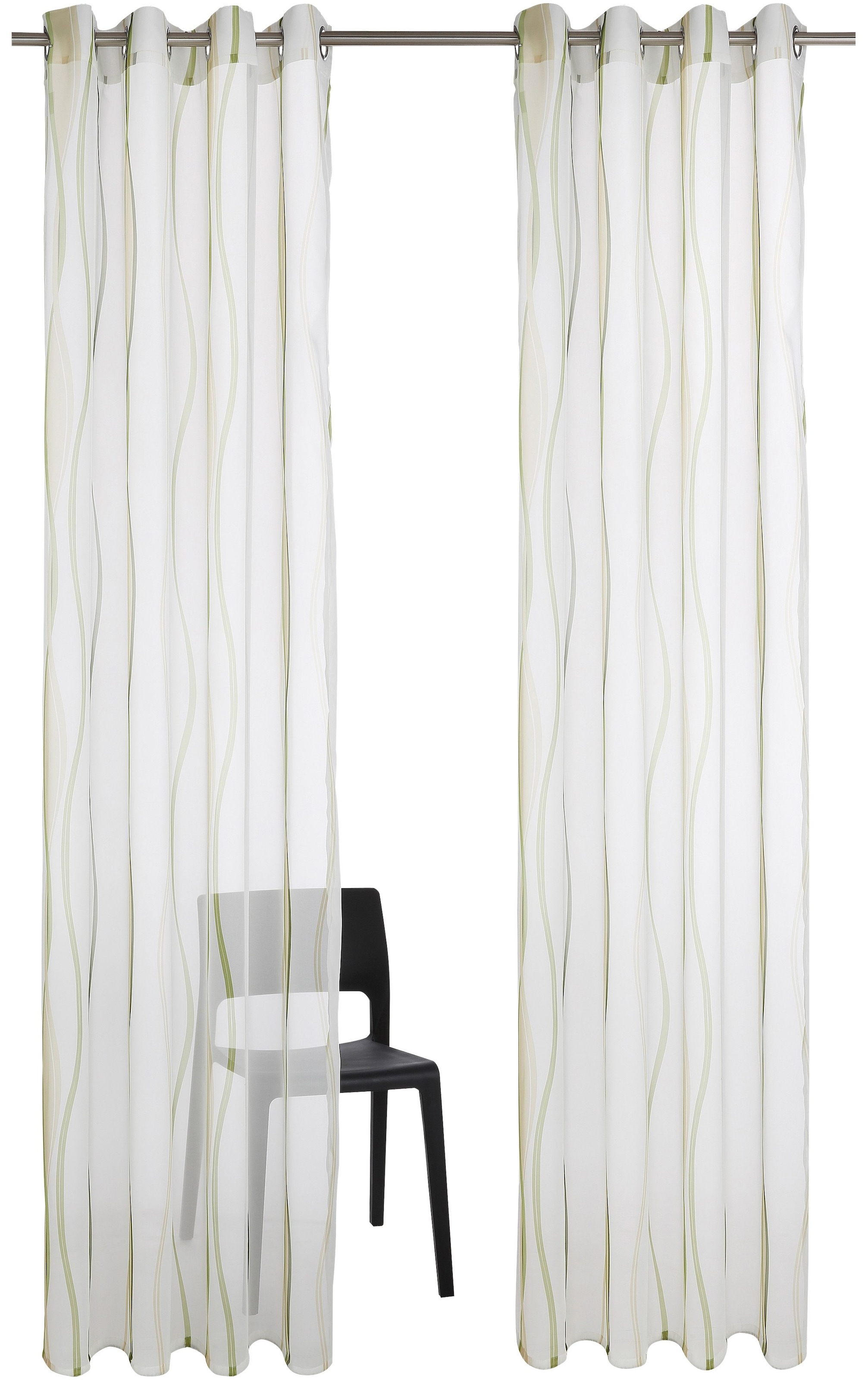 my home Gardine »Dimona« Ösen 2 Stk. tlg. 2-er Set, transparent, Voile, Polyester, Wellen