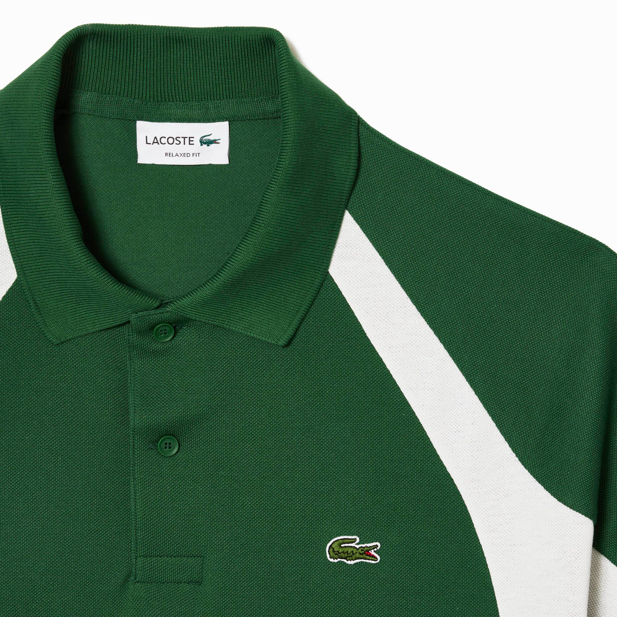 Herren LACOSTE Poloshirt aus Baumwoll-Mini-Piqué mit Colourblock Kurze Ärmel - Grün - Lacoste - Herren