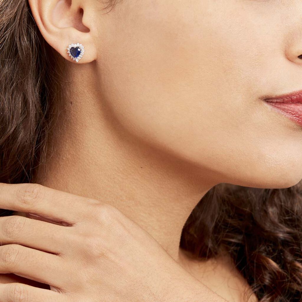 Boucles D'oreilles Puces Argent Blanc Sphinx Pierres