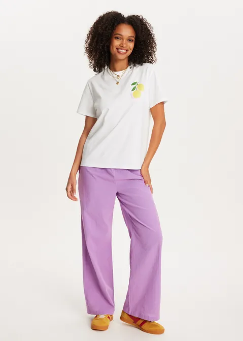 T-shirt met print fresh lemons wit (WIT)