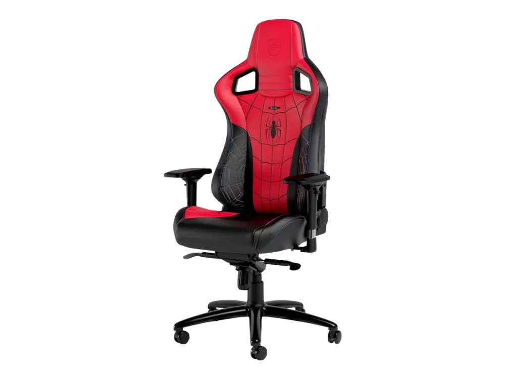 Noblechairs EPIC Spider-Man Edition - Spillestol - ergonomisk - armstøtter - T-formet - vippe - drejeled - aluminium, nylon, polyurethan, stål, polyuretan-læder, koldskum - sort, rød, rød syning