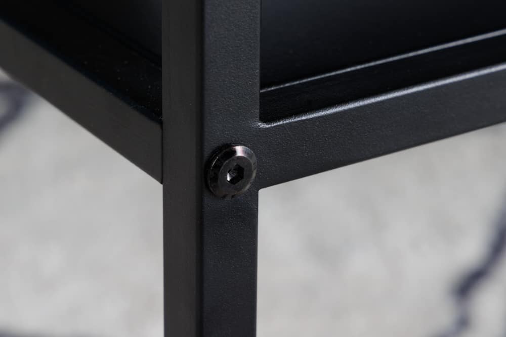 Moderner Couchtisch DURA STEEL 70cm schwarz Metall mit Ablagefach