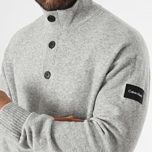 Pull Col Montant 1960 Gris Chiné