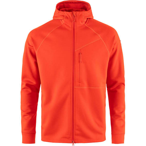 Veste polaire randonnée FJALLRAVEN ABISKO GRID FLEECE HOODIE M FLAME ORANGE