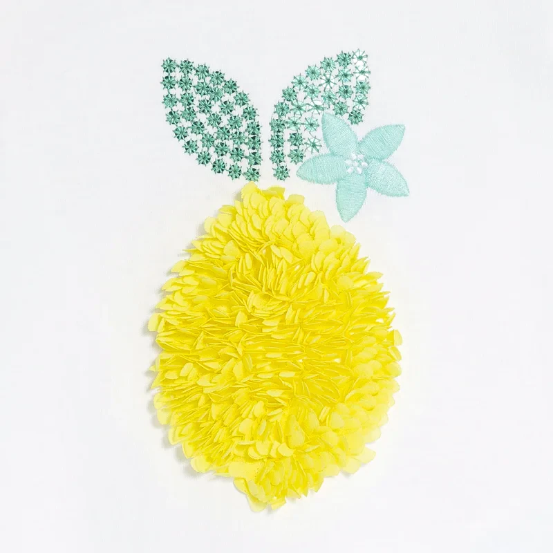 T-shirt volants imprimé citron blanc bébé fille Blanc