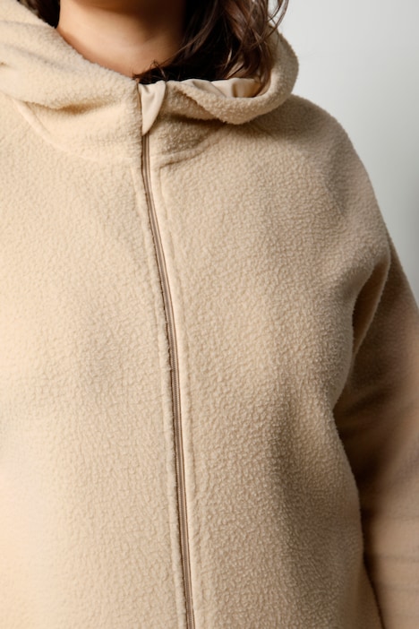 Fleece-Hoodiejacke, 2-Wege-Zipper, Kängurutasche, Langarm