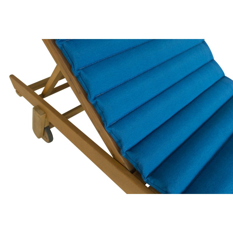 Bain de soleil mola en bois d'acacia fsc avec matelas ondulo bleu
