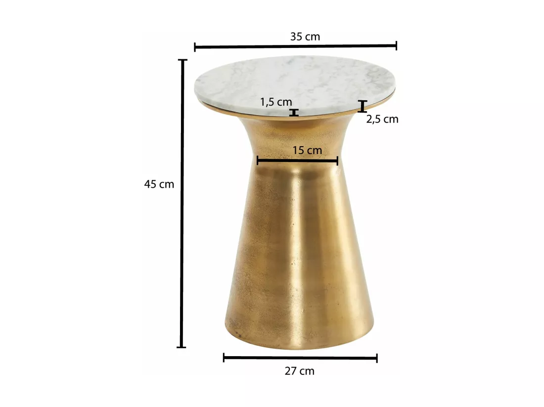 Table d'appoint Marbre Véritable Ronde 35x35x45 cm Petite Table de Salon