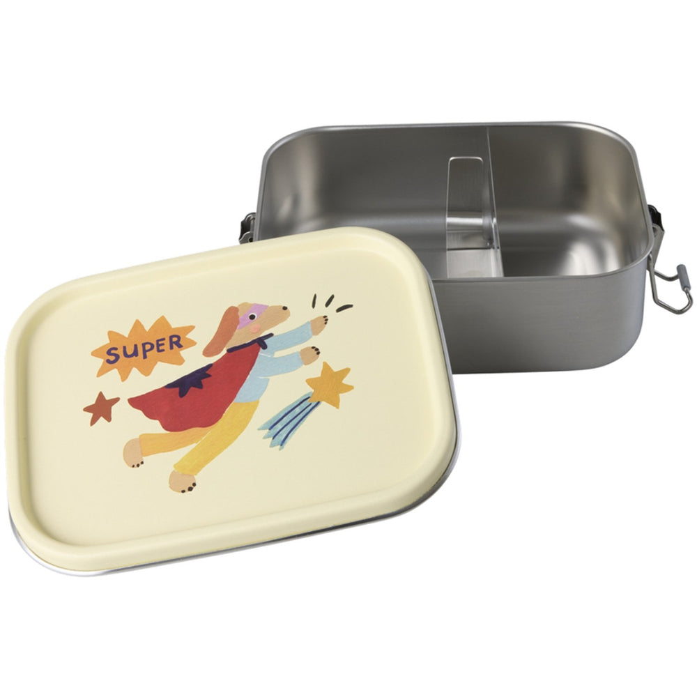 Køb Rice Stainless Steel Lunchbox Med Moveable Divider Og Hero Print - Cream - Small - 800 Ml
