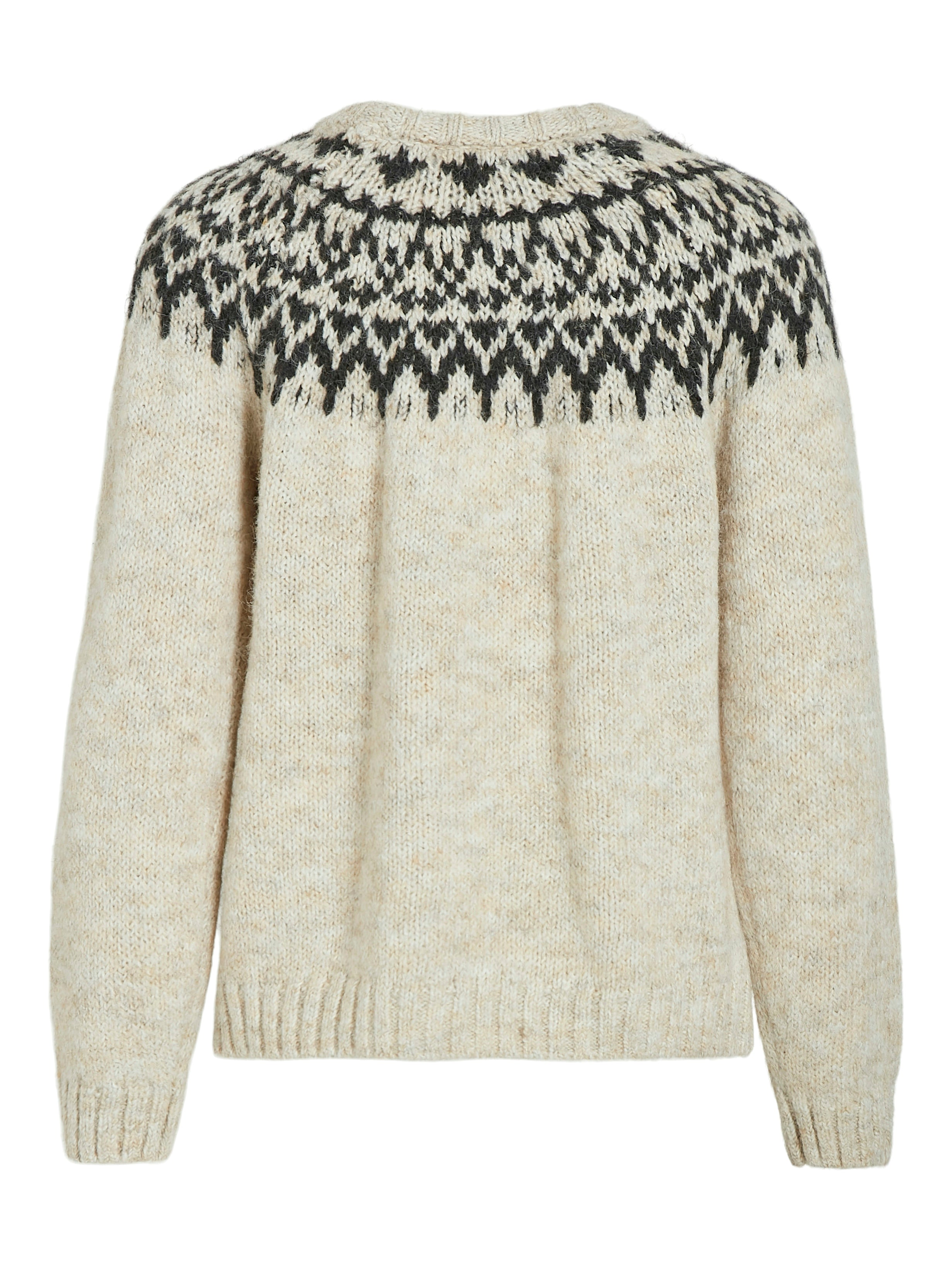 Vila  Viejla O-Neck L/S Jacquard striktrøje - Super Light Natural Melange