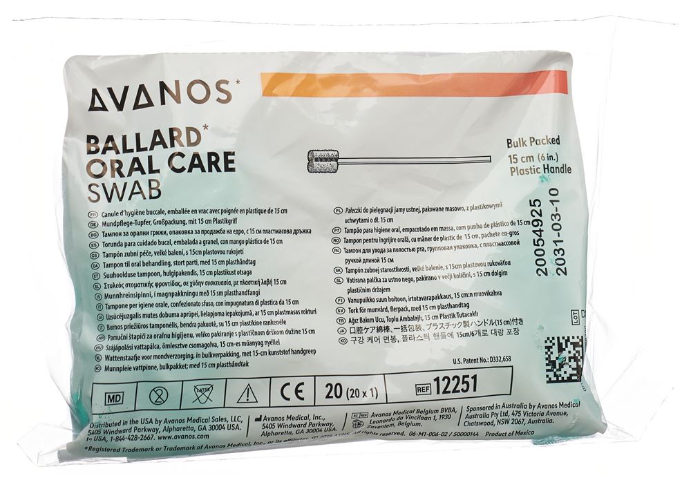 AVANOS Mundpflegestäbchen Oral Care Swab<br>20 Stück, Beutel