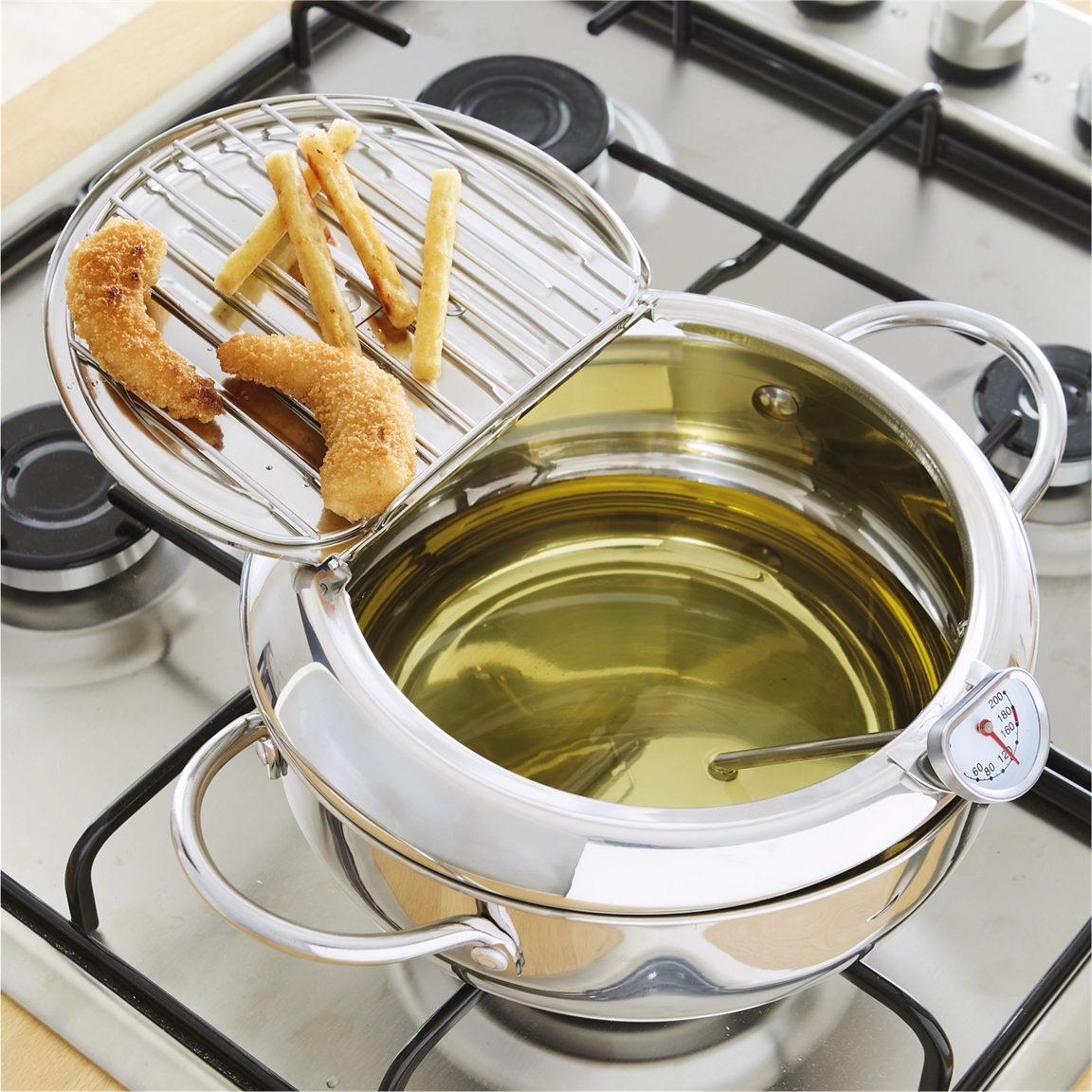 Friteuse inox couvercle grille