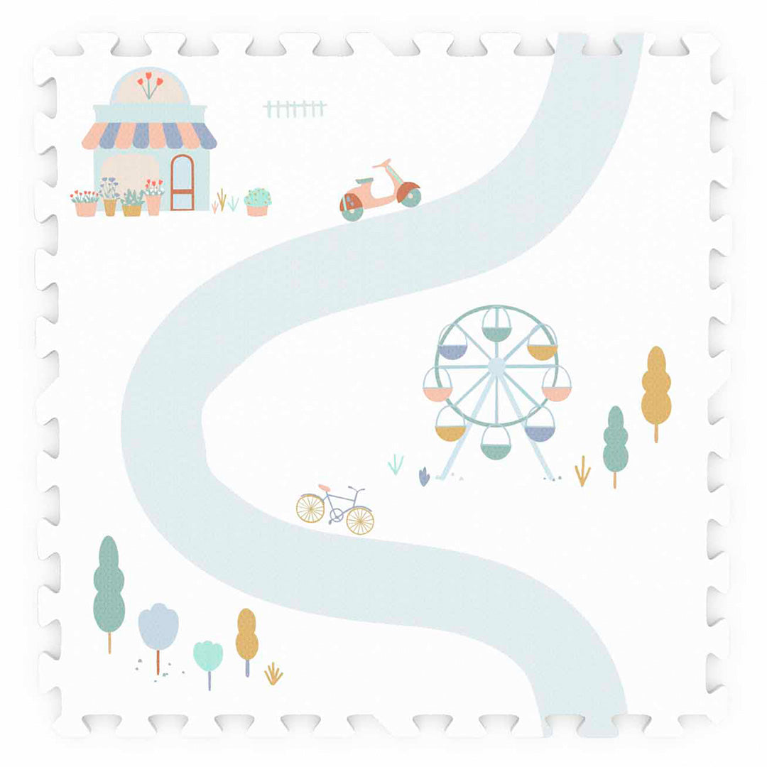 play&go 3-in-1 foam speelmat tiloo - village - 120x180 cm