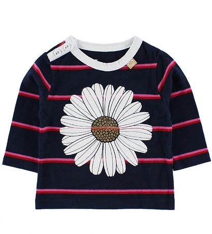 Danef? Bluse - Navy/Pinkstribet m. Daisy