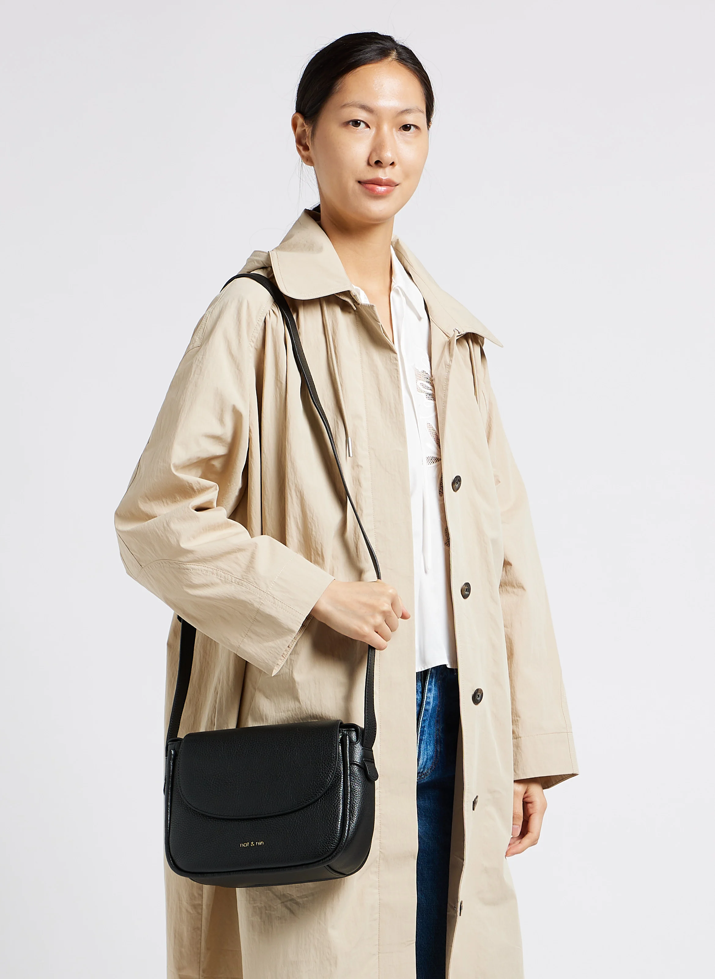 EMIKO - Sac besace en cuir| Noir