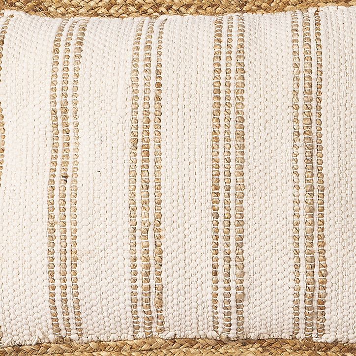 Coussin Chindi rayé Deco&Co blanc et jute L.60 x l.40 cm