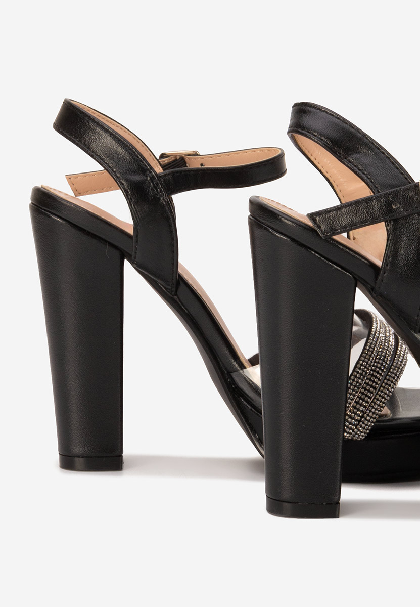 Sandales à talon épais noires Valarie