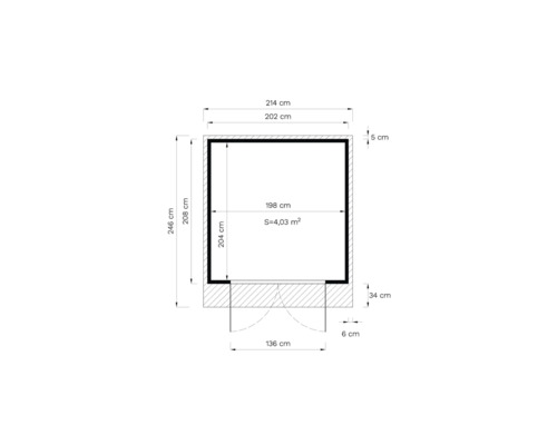 Bertilo Melrose tuinhuis met vloer, 214 x 246 cm, natuurlijke afwerking
