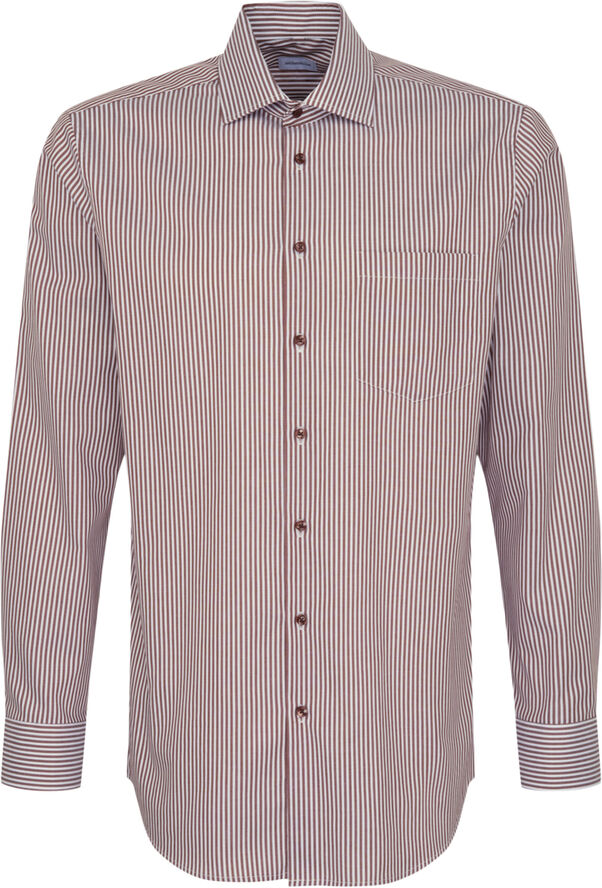 Seidensticker Business Shirt Regular Long sleeve Kent-Collar Stripes Brown