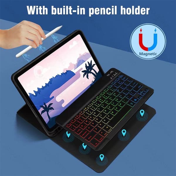 INF Lærveske med RGB Bluetooth-tastatur for iPad iPad 10 10.9 Inches