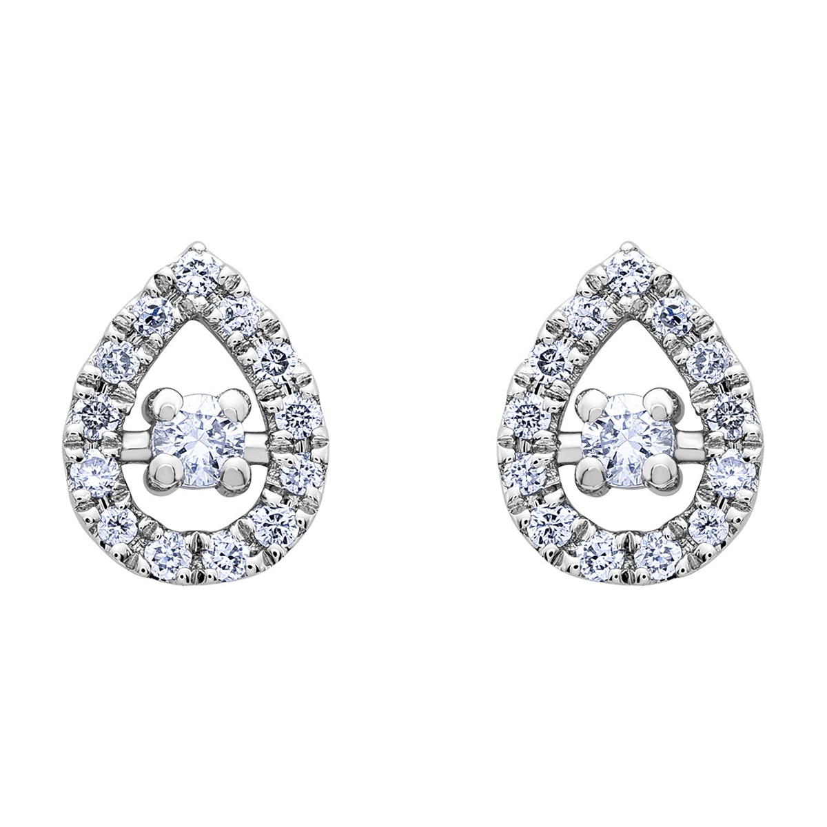 Boucles d'oreilles goutte or blanc diamants