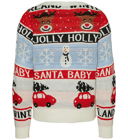 Vero Moda Girl Bluse - Strik - VmHolly Jollyflakes - Birch/Artwo