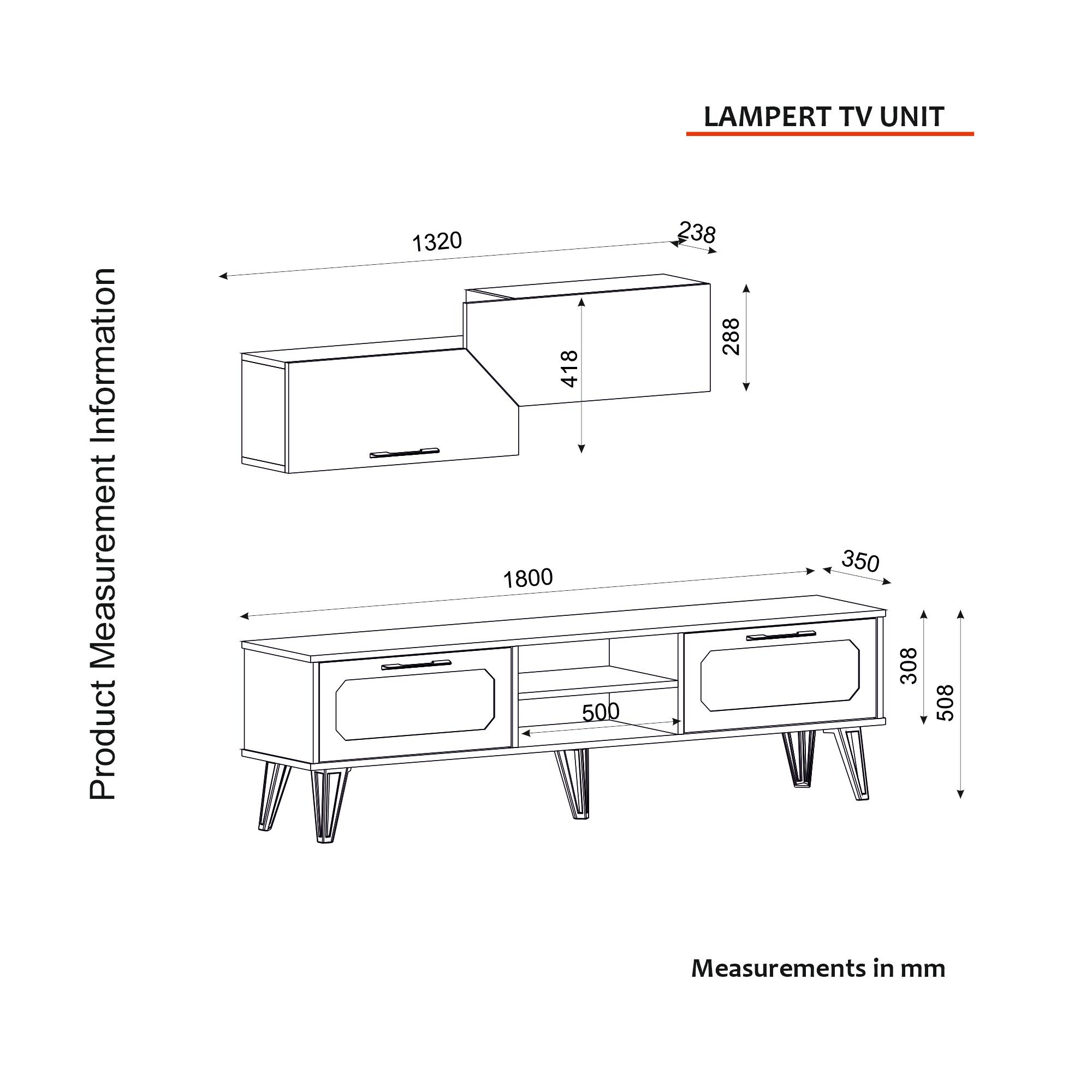 Wohnwand Lampert Walnuss Marmor Optik