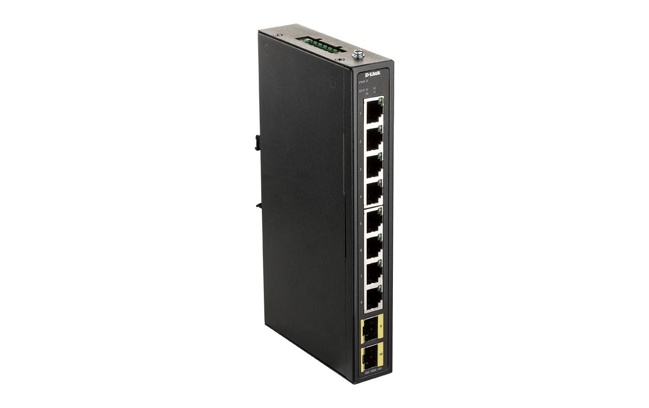 Rail Switch DIS-100G-10S 10 Port<br>Industrial Gigabit Unmanaged Switch with 2 SFP slots