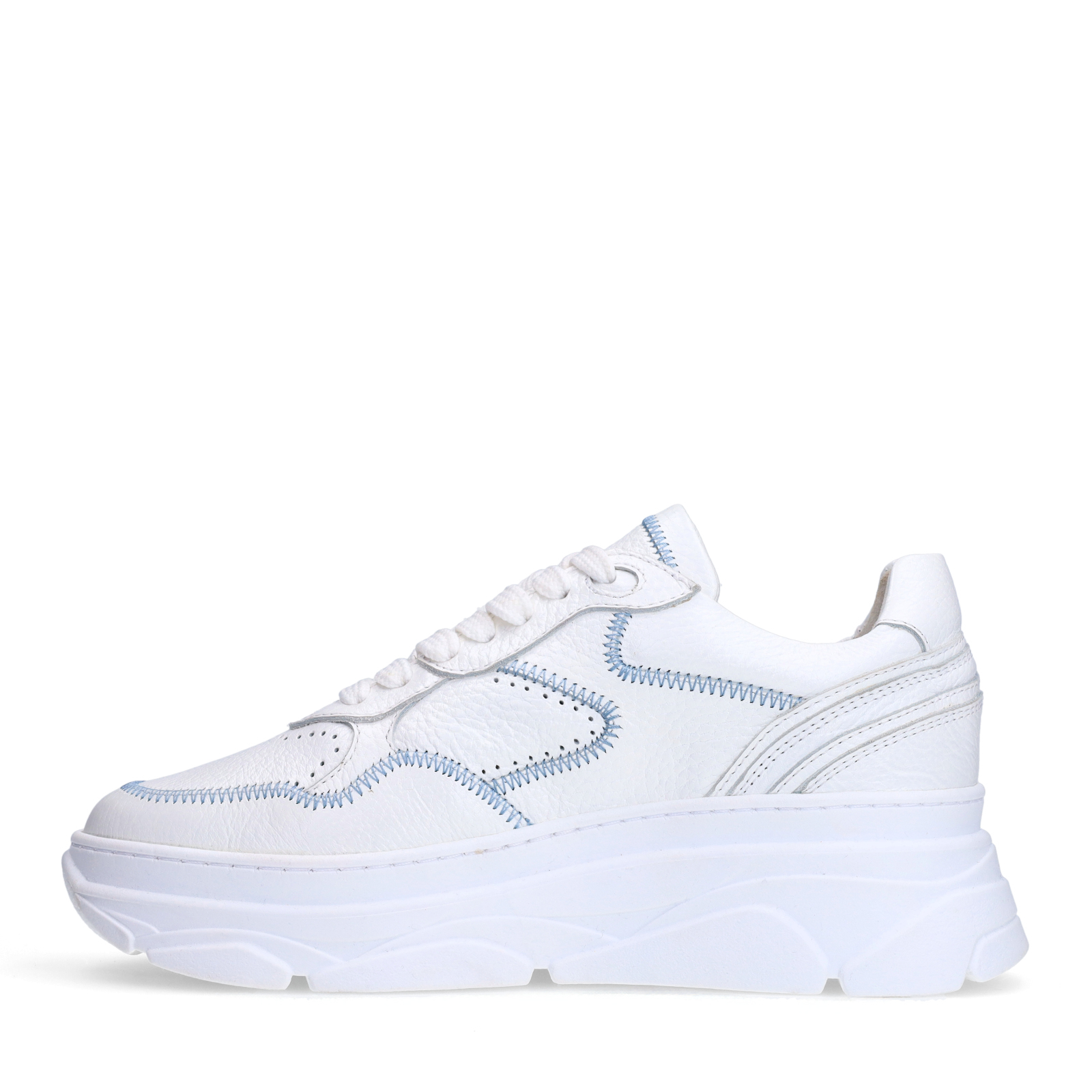Witte leren sneakers met denim details