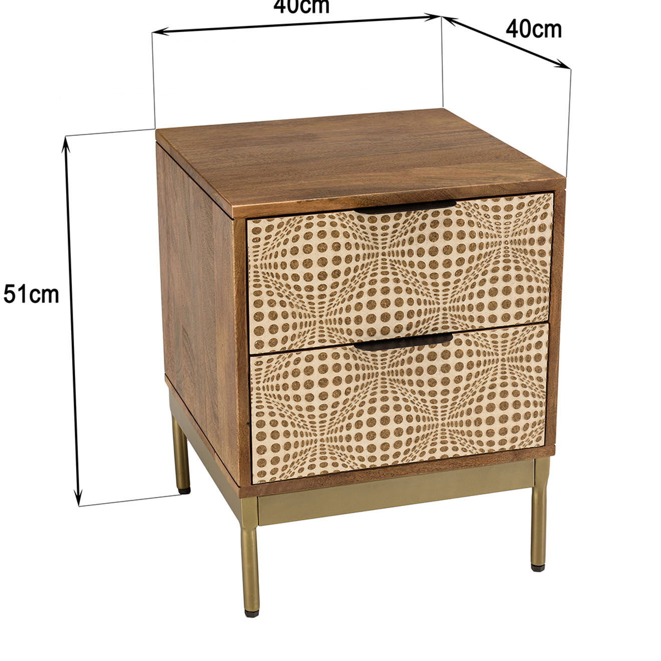 Macabane Chevet en bois de Manguier 2 tiroirs Alix marron - 46x45x42 cm