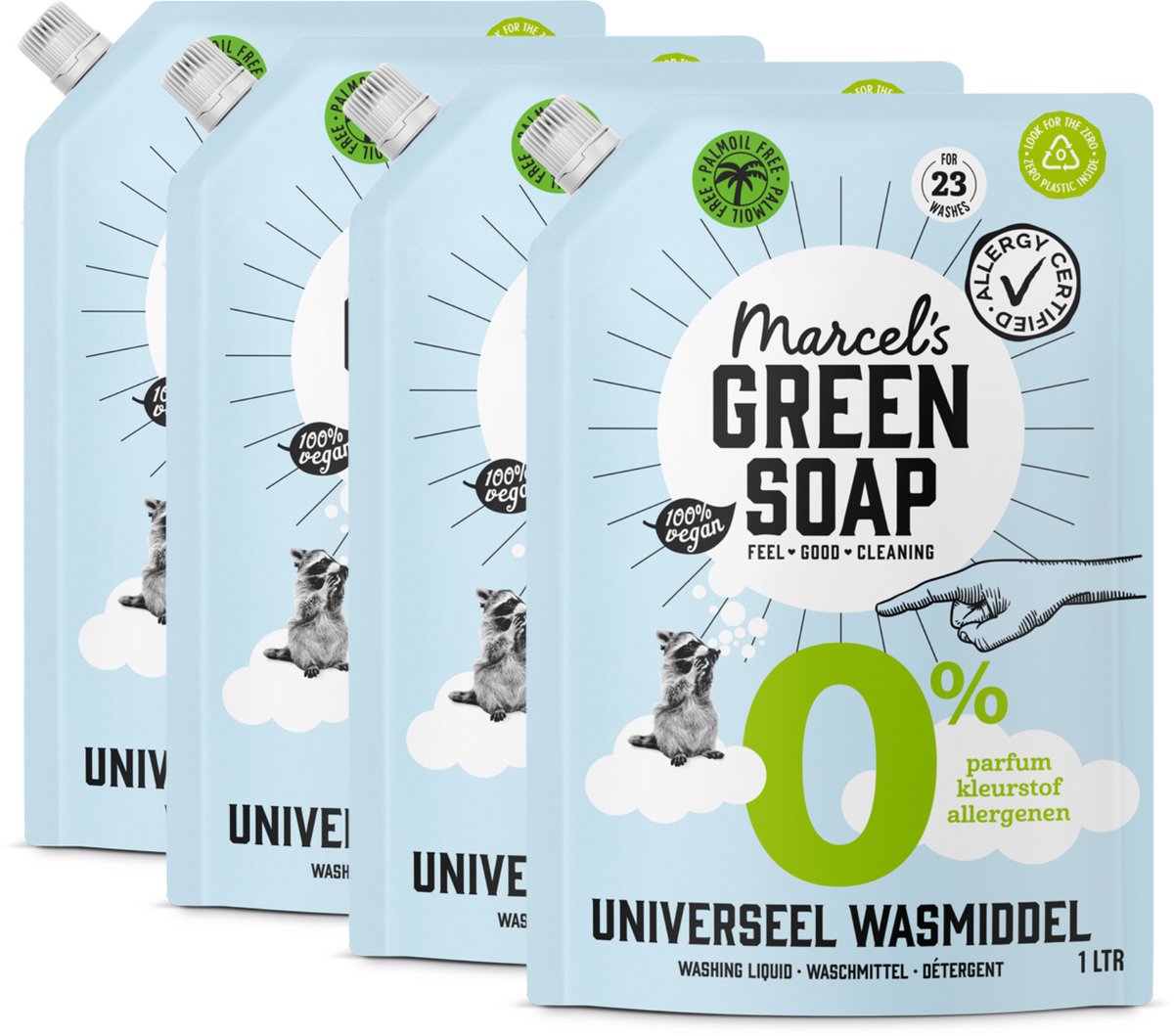 6x Marcel’s Green Soap Wasmiddel Universeel 0% Navulling (1000 ml)