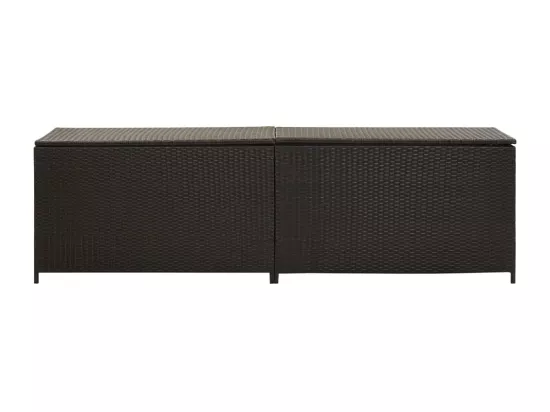 Boîte de rangement de jardin résine tressée 200x50x60 cm marron