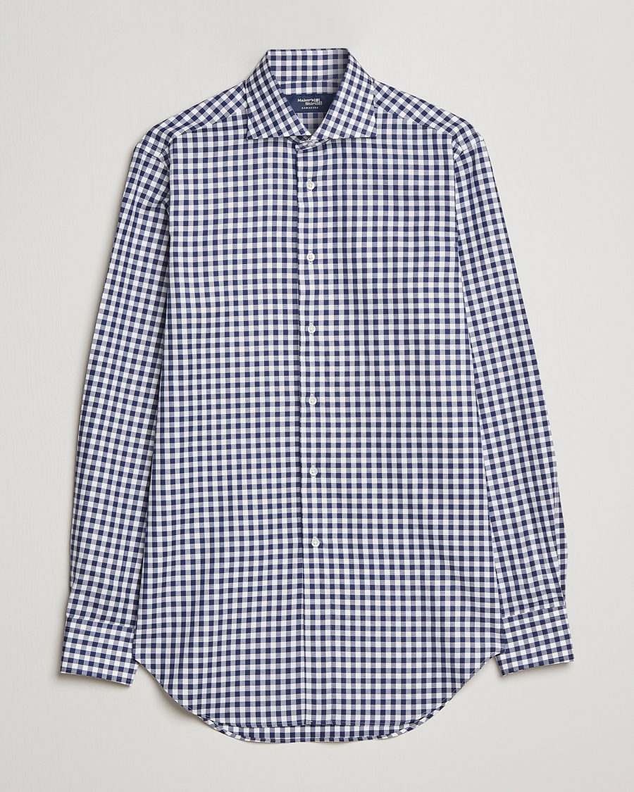 Kamakura Shirts Slim Fit Gingham Shirt Navy