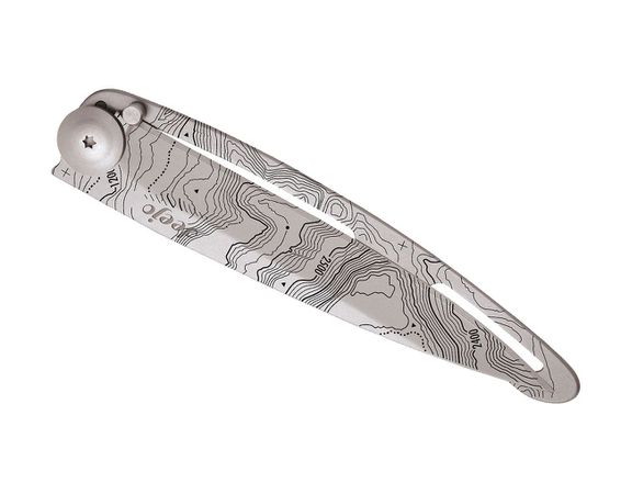 KLAPPMESSER mit TOPOGRAFIE  silber