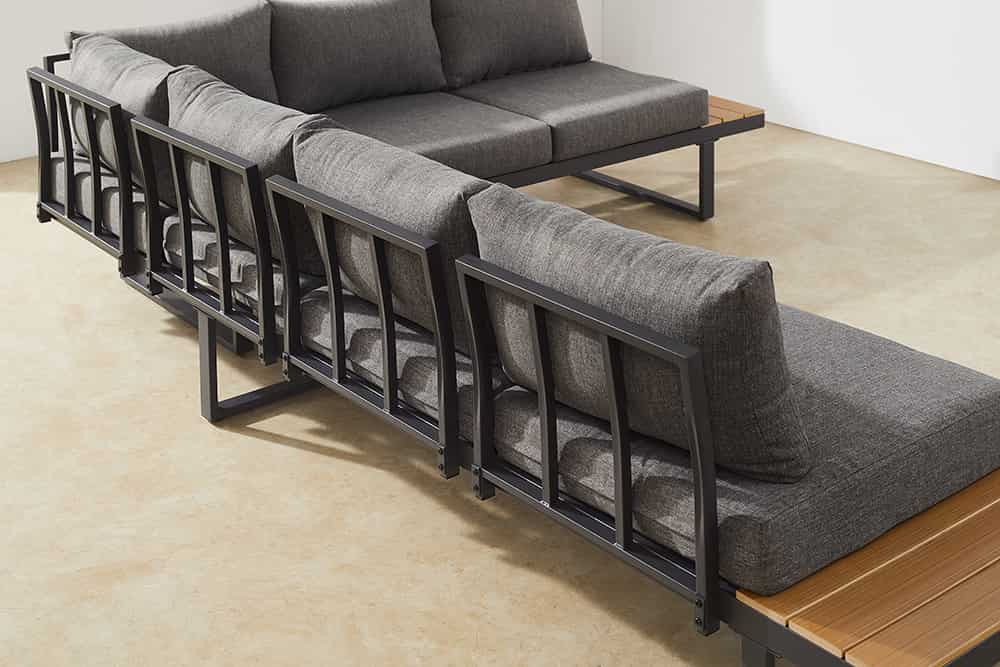 Wetterfestes Gartenmöbel Set IBIZA GRAND 280cm anthrazit Aluminium inkl. Sitzpolster